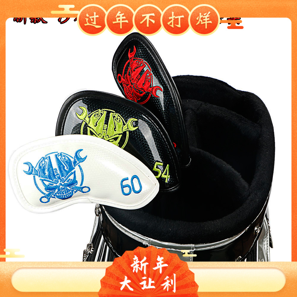 뜨거운 판매 골프 클럽 헤드 커버 모래 모자 각도 쐐기 아이언 해골 밝은 표면 PU 방수 내마모성