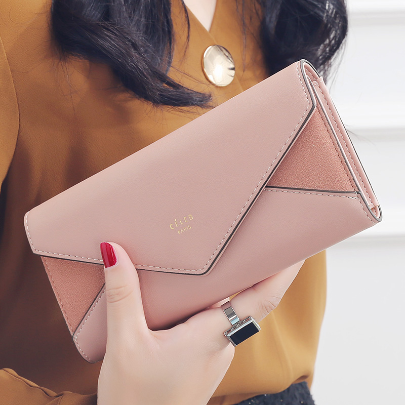 KQueenStar Ms. Wallet Women 2019 New Japanese and Korean Money Clip Frosted Envelope Wallet 지갑