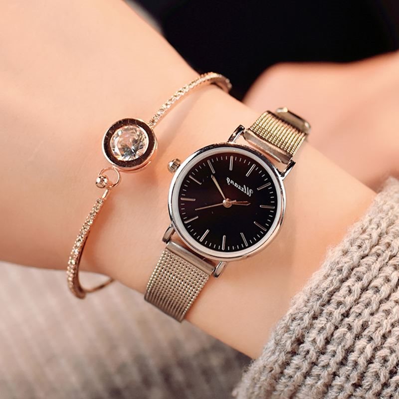 여신 팔찌 시계 여성 학생 한국어 간단한 트렌드 패션 금속 링크 시계 한국어 기질 작은 쿼츠 시계