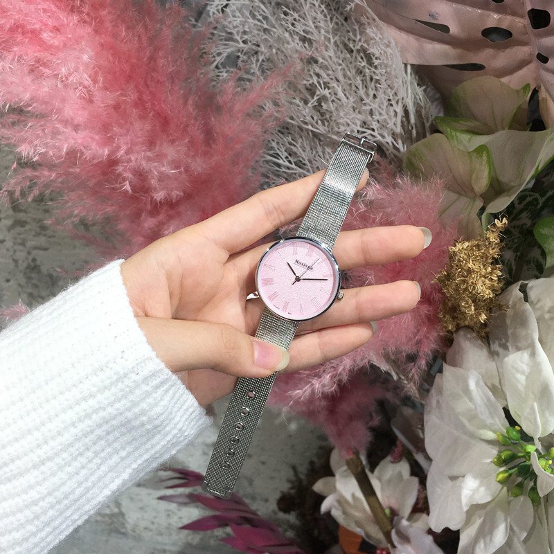 기질 팔찌 시계 소녀 학생 한국어 캐주얼 트렌드 패션 간단한 대기 실버 금속 링크 쿼츠 시계