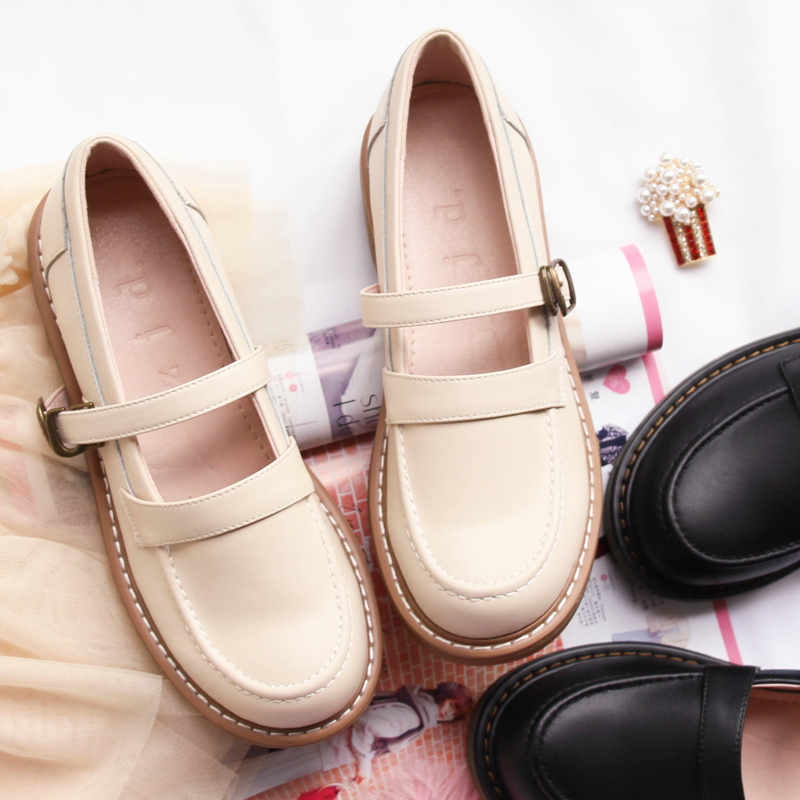 영국 작은 가죽 신발 여성 데일리룩 제복 일본 학생 대학생 빈티지 jk 단일 플랫 부드러운 자매