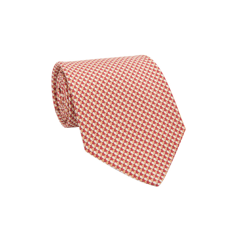 FERRAGAMO / 페라가모 오렌지 레귤러 하트 패턴 장식 실크 소재 남성 넥타이