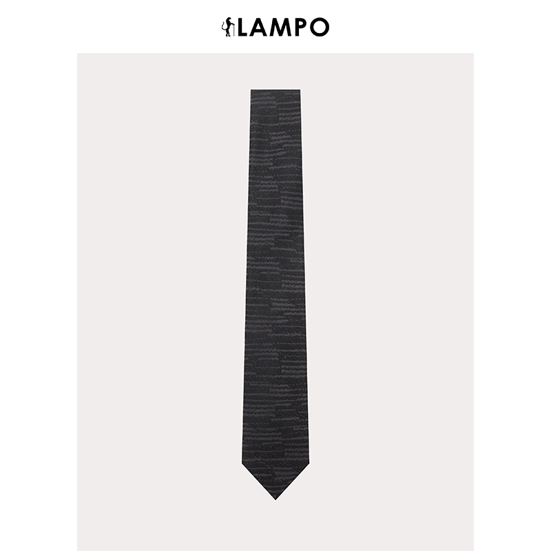 LAMPO / 블루 레오파드 넥타이 남성용 블랙 그레이 실크 크로스 패턴 자카드 넥타이 남성