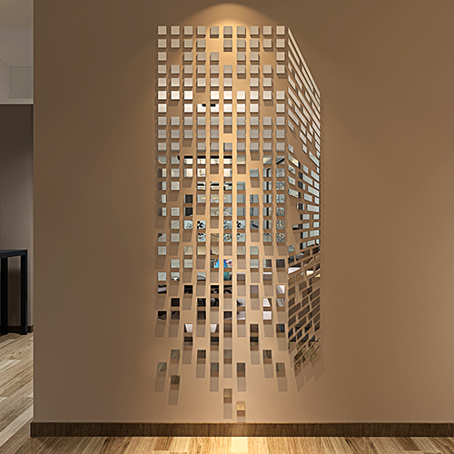 거울 아크릴 벽 스티커 3D 입체 자체 접착 창조적 인 루빅스 큐브 침실 장식 거실 식당 TV 배경 벽