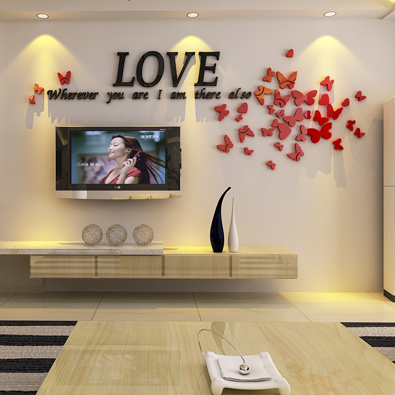 사랑 창조적인 3d 크리스탈 아크릴 스테레오 벽 스티커 로맨틱 거실 침실 소파 tv 배경 장식