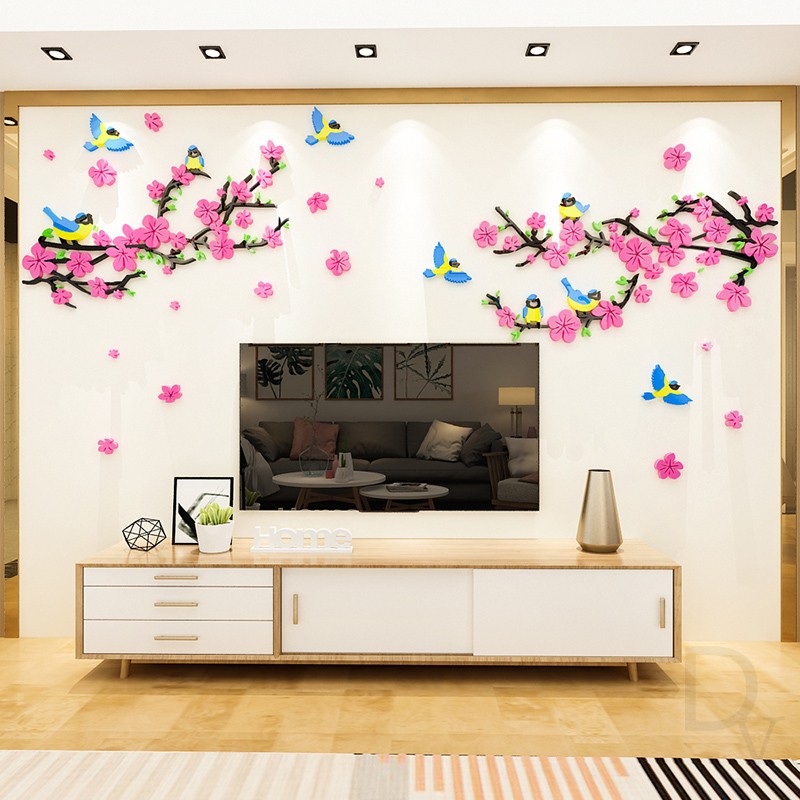 중국 바람 꽃 새 3d 스테레오 벽 스티커 룸 게스트 레스토랑 소파 TV 배경 새해 장식