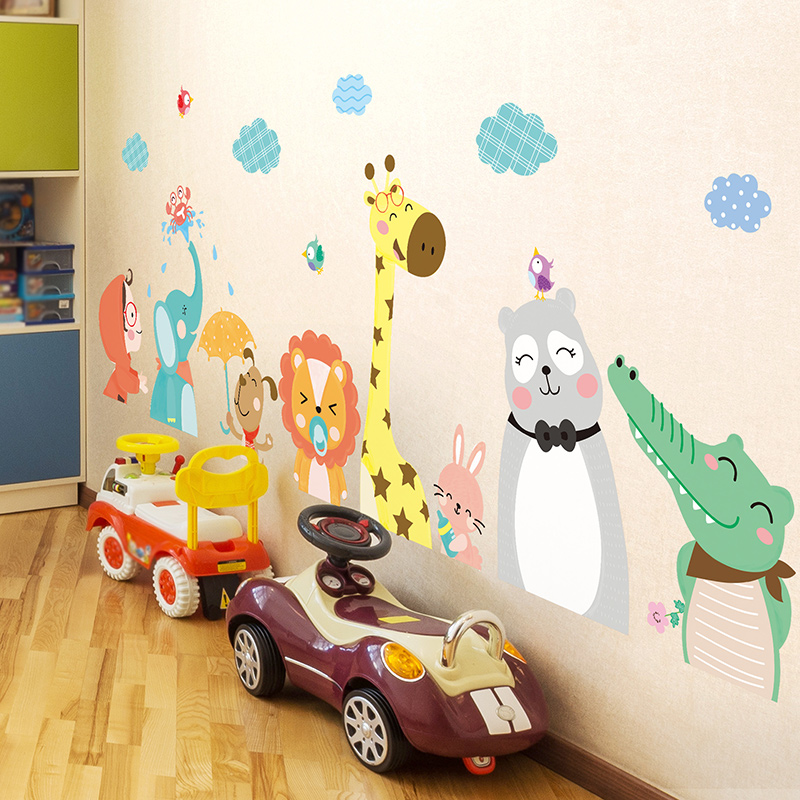 만화 벽 스티커 어린이 방 아기 아기 방 벽 스티커 장식 레이아웃 창조적 인 벽 자체 접착 벽지