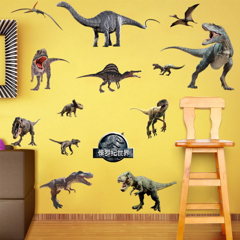 쥬라기 공룡 벽 스티커 자체 접착 어린이 방 침실 유치원 배경 벽 벽 장식 장식 스티커