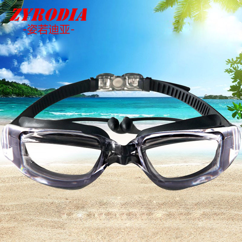 ZYRODIA 새로운 수영 고글 HD 방수 안티-안개 대형 프레임 수영 안경 평면 빛 근시 투명 남성과 여성 수영 고글