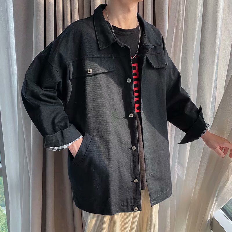 2019 가을 새로운 BF 홍콩 스타일의 툴링 재킷 셔츠 남성 한국어 트렌드 조수 브랜드 재킷