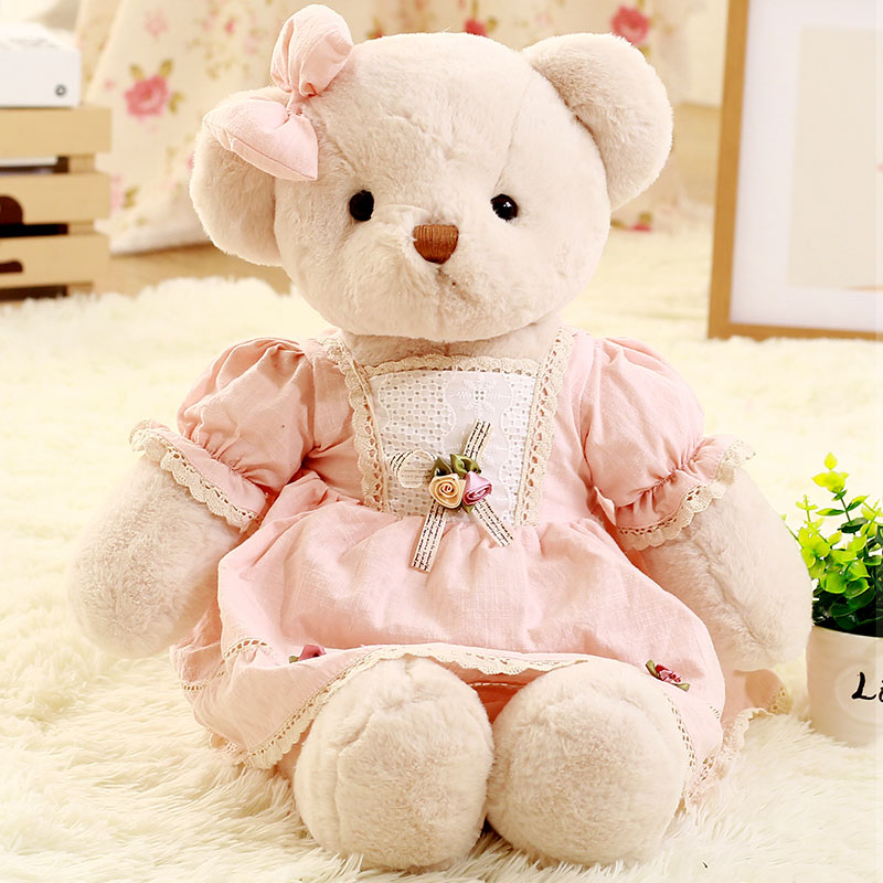 작은 곰 인형 헝겊 인형 작은 소녀 봉제 장난감 귀여운 포옹 곰 소녀 공주 아이 팬더 인형