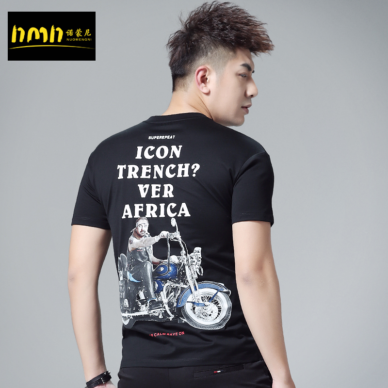 오토바이 남성 반팔 티셔츠 패션 트렌드 인쇄