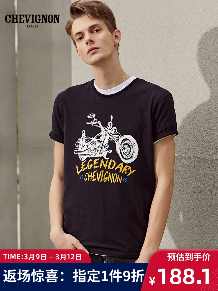 오토바이 여름 비행 바이커 시리즈 패턴 인쇄 라운드넥 남성 반팔 티셔츠