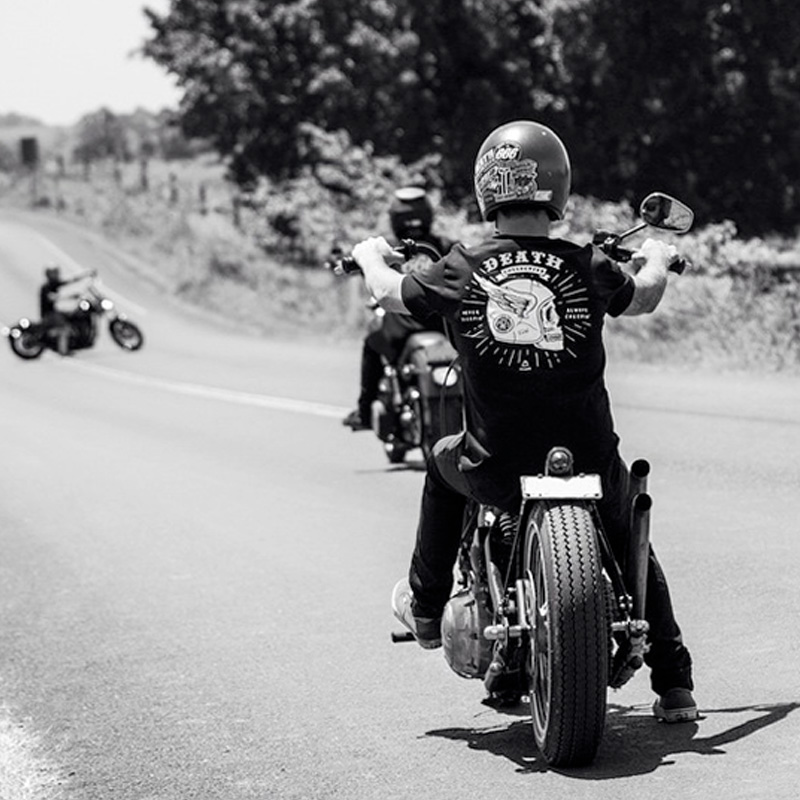 오토바이 유럽과 미국의 해골 남성 바위 무거운 공구 반팔 티셔츠