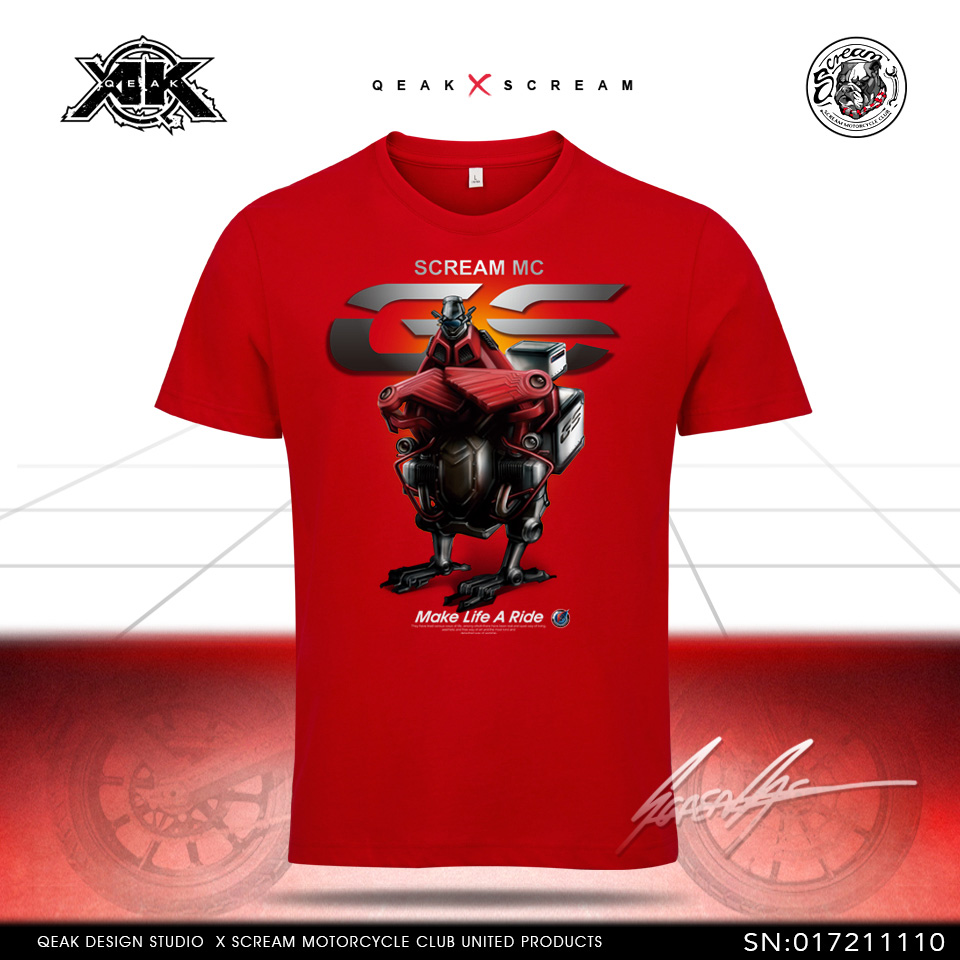 오토바이 GS 물새 붉은 수탉 패턴 여름 남성 반팔 티셔츠 빅사이즈 로고