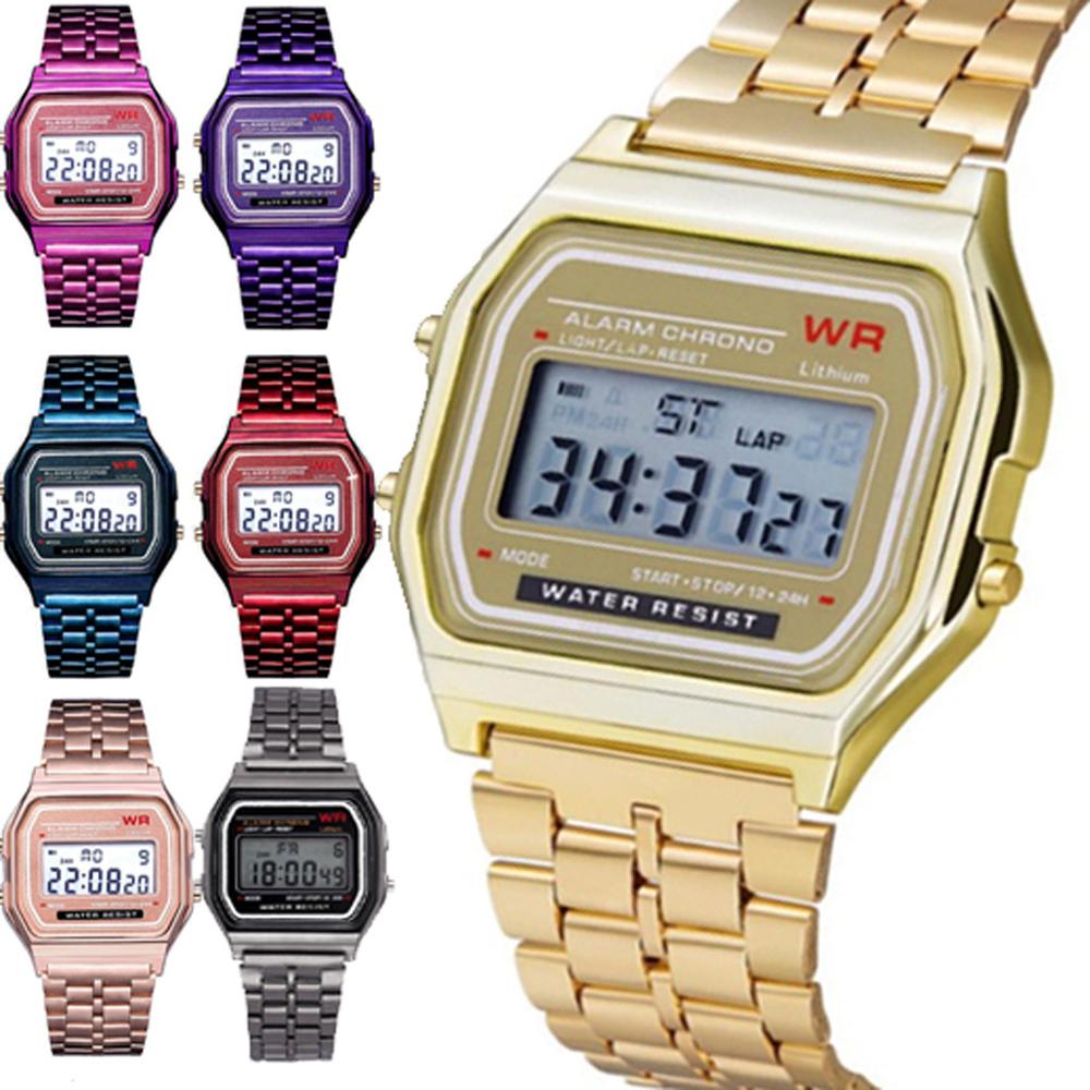 패션 여성 여성 남성 쿼츠 시계 방수 LED 디지털 비즈니스 시계 골드 스포츠 손목 시계 추수 감사절 크리스마스 선물