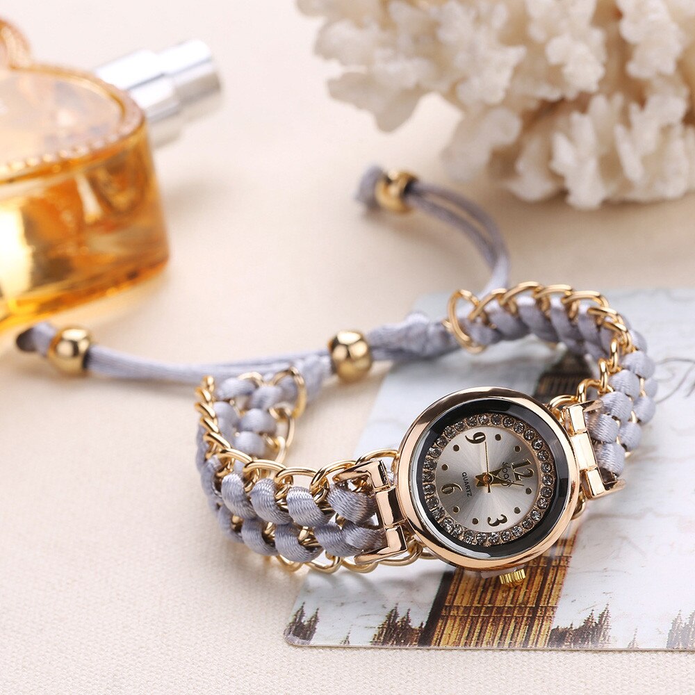 여성 편직 로프 체인 와인딩 아날로그 쿼츠 무브먼트 손목 시계 고품질 캐주얼 선물