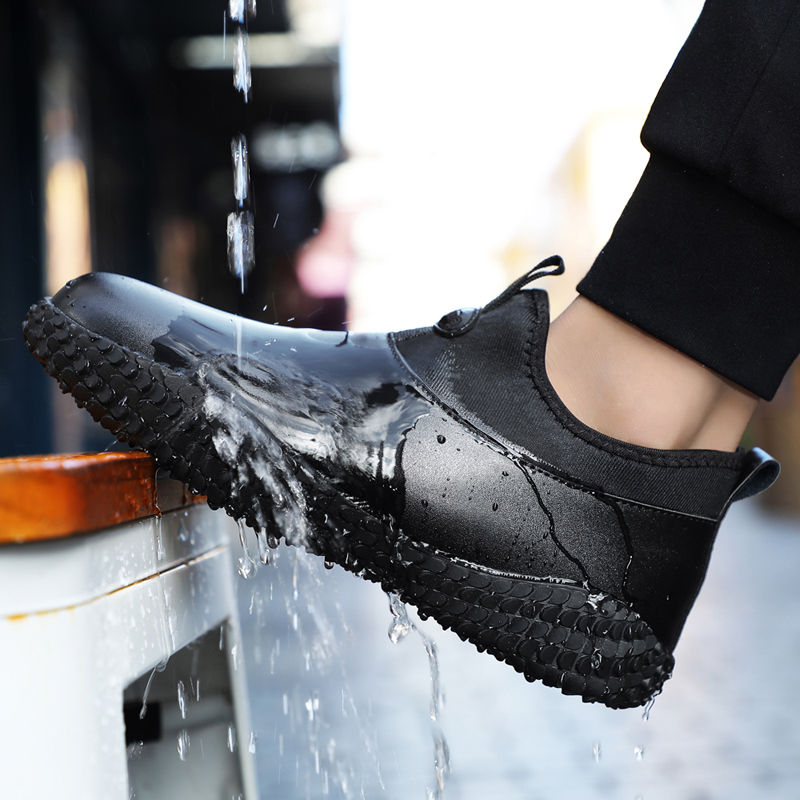 남성 레인 부츠 쇼트 튜브 방수 2020 봄 야외 낚시 물 신발 마모 미끄럼 방지 주방