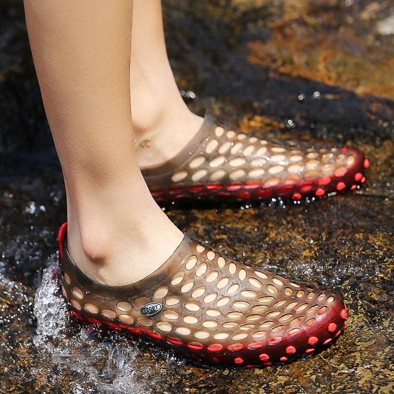 방수 장화 남성 패션 세차 고무 신발 낚시 신발 수영 강 넘어가는 신발 해변 구멍 신발 남성 샌들