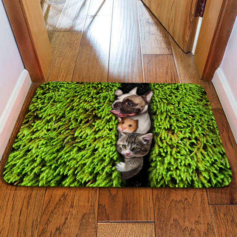 도어 매트 귀여운 애완 동물 봉제 친환경 맛 미끄럼 방지 주방 카펫 문 3D