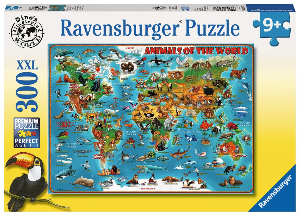 퍼즐 Ravensburger 세계 동물지도 300pcs 수입 완구
