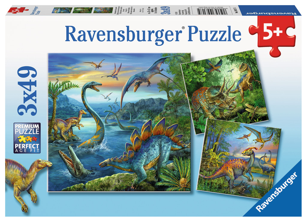 퍼즐 Ravensburger Dinosaurs Hegemony 3x49pcs Jigsaw puzzle