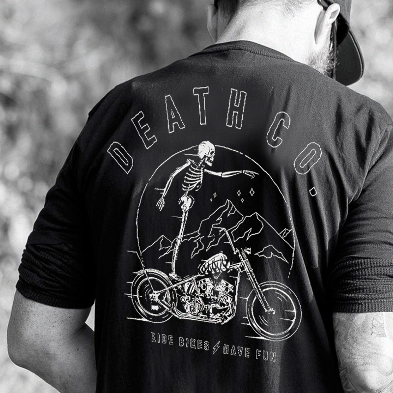 미국의 중장비 오토바이 반팔 티셔츠 남성 빈티지 아미 카키 두개골 록 스타일 루즈핏 빅사이즈
