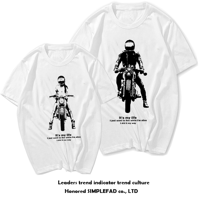 유럽 미국 오프로드 오토바이 경주 핸드폰 커플 티셔츠 남성 여성 반팔 여름 패션 브랜드 버전