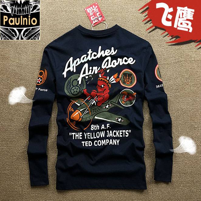 일본 악마 비행 호랑이 긴팔 남성 티셔츠 트렌드 라운드넥 패션 기관차 면화 셔츠 청소년 증가