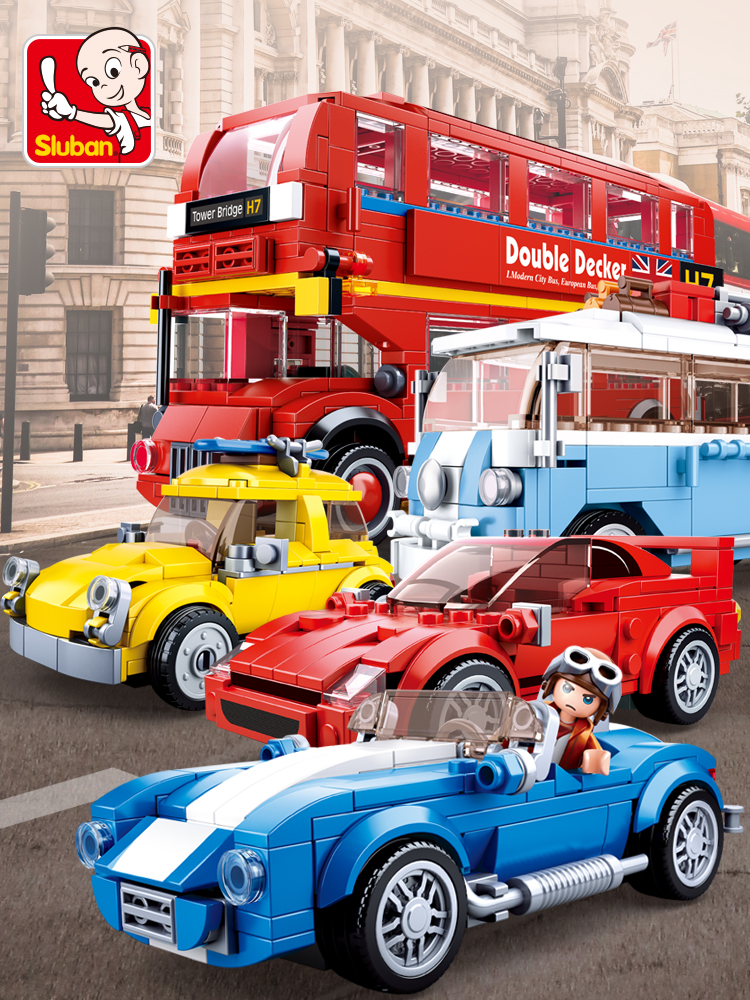 레고 더블 런던 버스 T1 캠프 호환 장난감 미니 자동차 복고풍 딱정벌레 빌딩 블록 호환