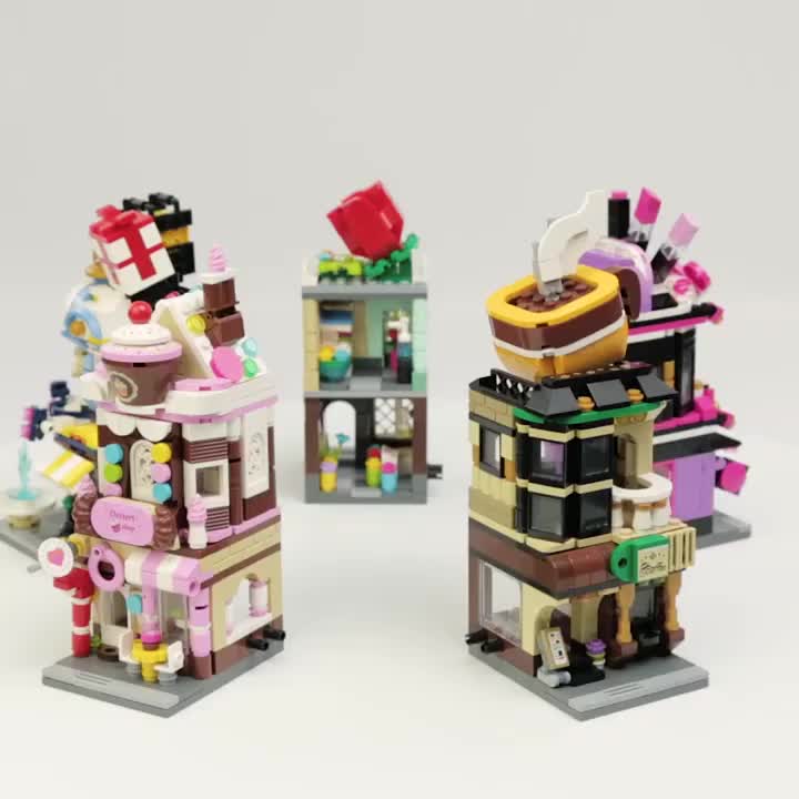 레고호환 계몽 블록은 미니 스트리트 뷰 마을 도시 집 모델 소녀 퍼즐 조립 장난감 작은 상자와 호환됩니다