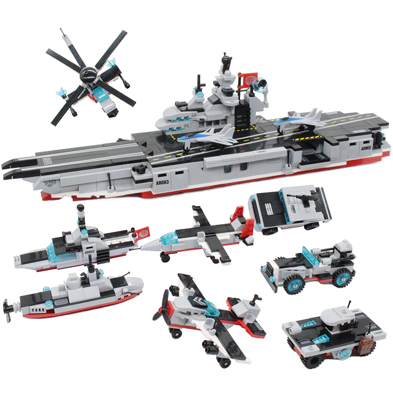 레고호환 밀리터리 시리즈 빌딩 블록 군함 항공 모함 선박 어린이 교육 소년 장난감 모델과 호환 조립