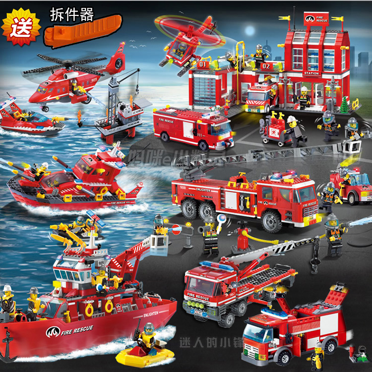 LEGO Police Fire Department 시리즈 군 소방차 항공기 모델 빌딩 블록 장난감 호환 플러그인 계몽
