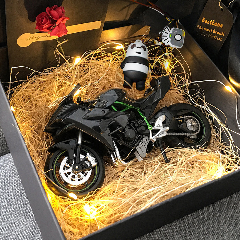가와사키 H2R 오토바이 112 시뮬레이션 기관차 합금 모델 520 발렌타인 생일 선물 상자 남자 친구