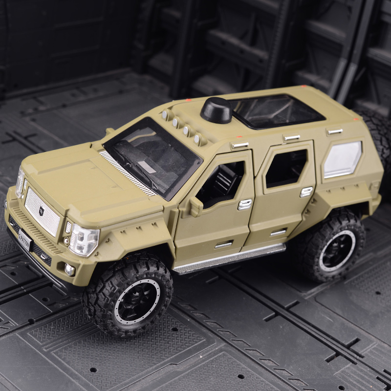 시뮬레이션 조지 패튼 자동차 모델 하드 코어 오프로드 차량 SUV 금속 장난감 사운드 및 라이트 풀백 합금