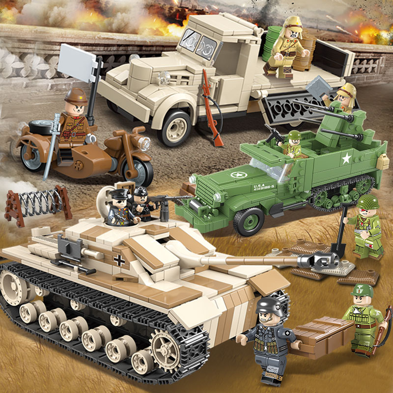 레고 탱크 시리즈 빌딩 블록 호환 WWII 독일 미 육군 소련 소련의 날 크롤러 조립 모델 어린이 장난감