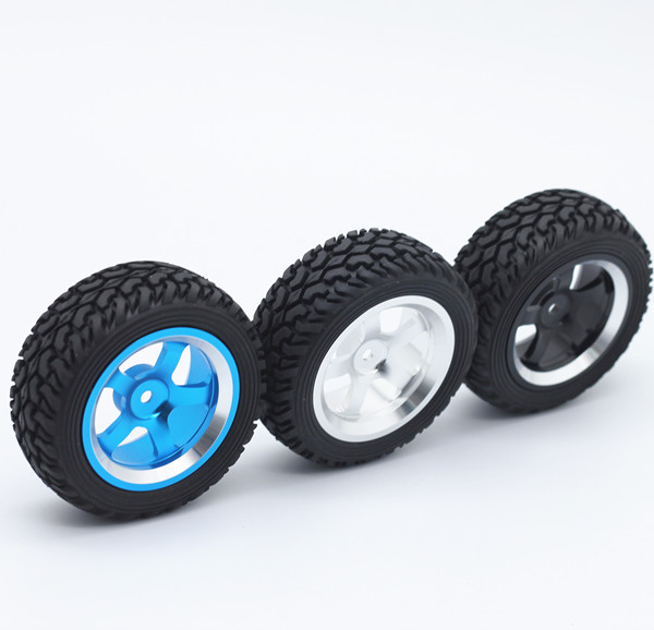 75MM 알루미늄 합금 바퀴 DIY 지적인 로봇 모형 고무 타이어 장난감 바퀴 기술 모형 만들기