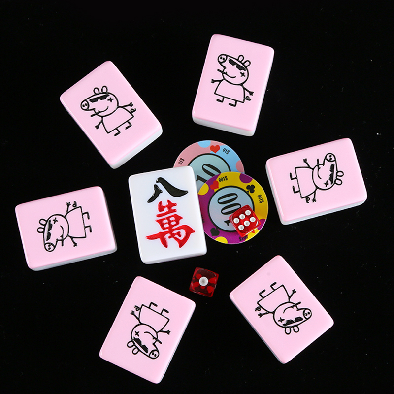 사회 인 마작 브랜드 가정용 손으로 문지르는 중형 및 대형 성격 만화 핑크