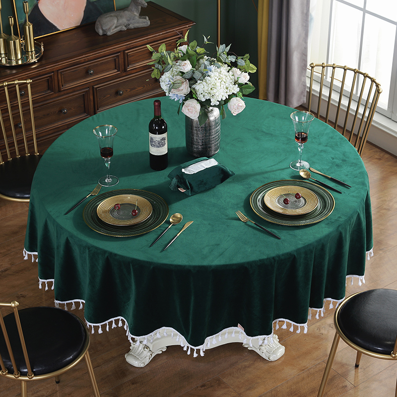 큰 라운드 테이블 식탁보 단색 미국의 빛 럭셔리 벨벳 두껍게 북유럽 호텔 홈 천으로