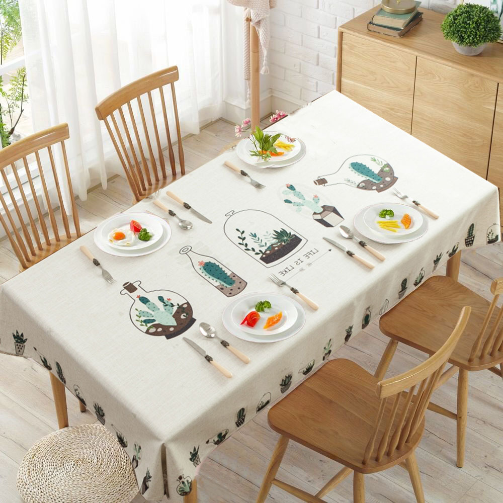 북유럽 그물 빨강 녹색 식물 간단한 기능 식탁 식탁보 라운드 테이블 직사각형 책상 서브 천으로 커버 타월면과 린넨 예술