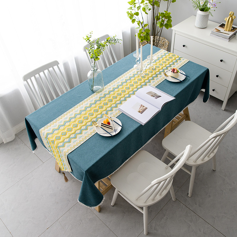 현대 미니멀 코튼 린넨 방수 식탁보 패브릭 직사각형 식탁 커피 테이블 천으로 빈티지 문학 북유럽 레이스