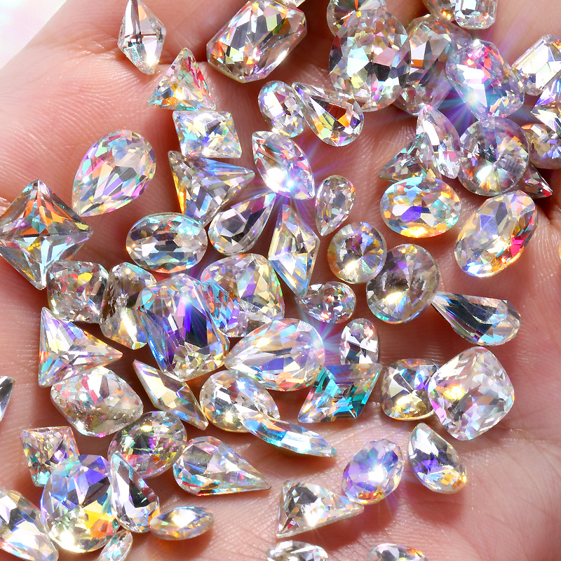 네일 다이아몬드 라인 석 보석 뾰족한 모양의 AB 밝은 입체 슈퍼 플래시 장식 조합 믹스