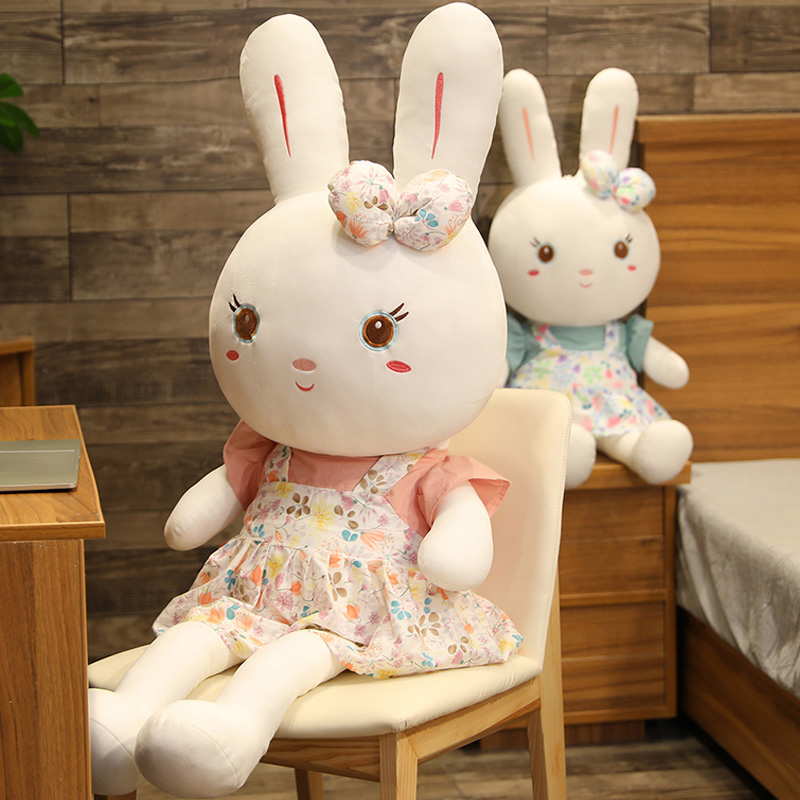 봉제 장난감 토끼 귀여운 침대 소녀 공주 귀여운 큰 흰 토끼 인형 인형 아기 토끼 헝겊 인형