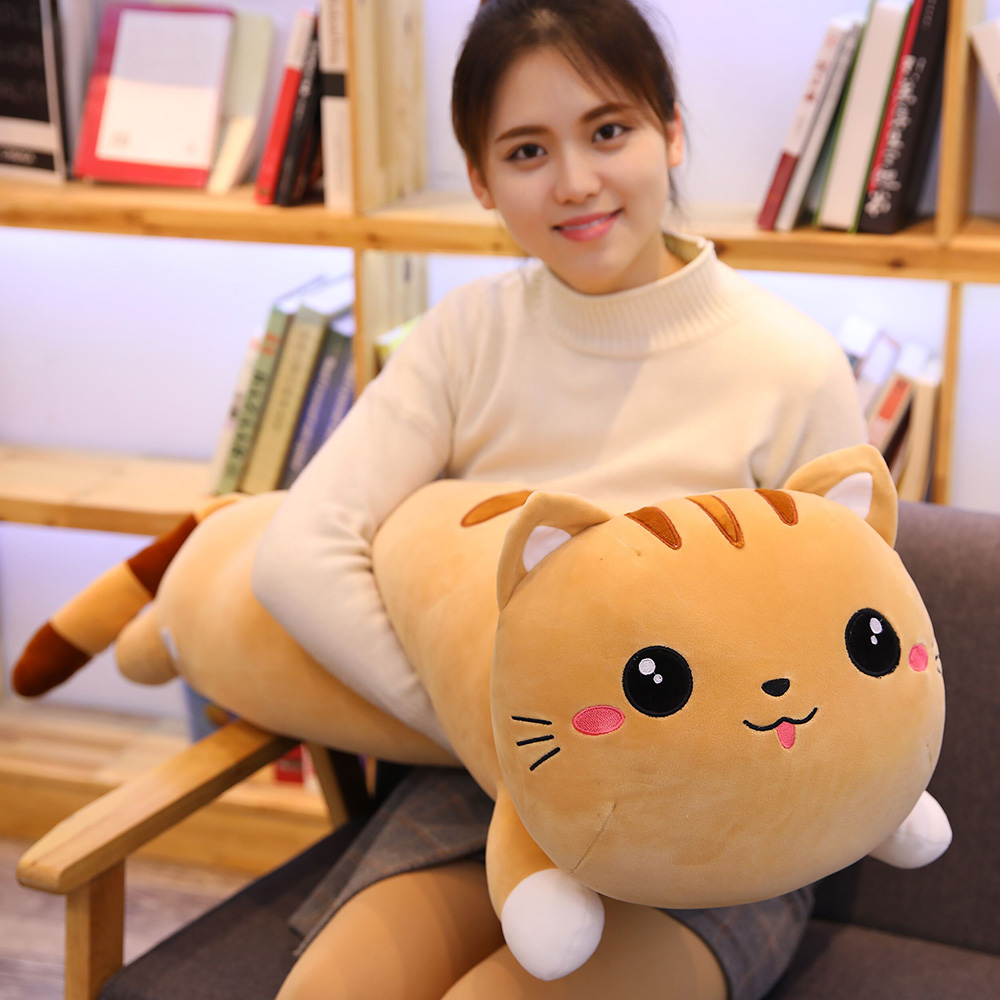 고양이 봉제 장난감 인형 베개 소녀 귀여운 인형 긴 베개 침대 자 큰 인형 귀여운 선물