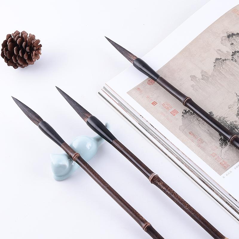 서예 트럼펫 쓰기 붓 하드 훅 라인 풍경 중국어 회화 장 펭 세트 순수 대나무 펜 홀더 네 보물