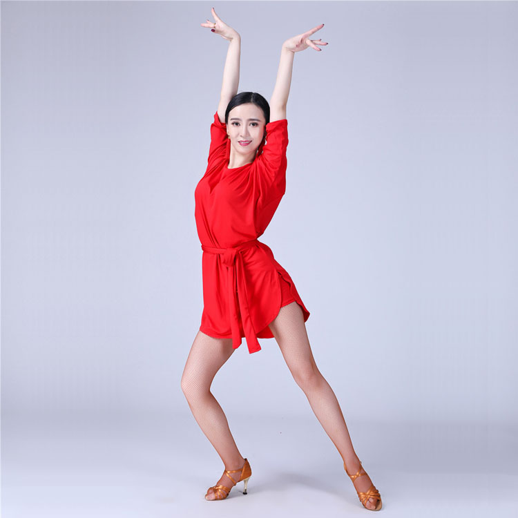 라틴어 댄스 의류 여성 성인 봄과 여름 새로운 중년 오픈 백 섹시 댄스 스커트 연습복 정장 드레스