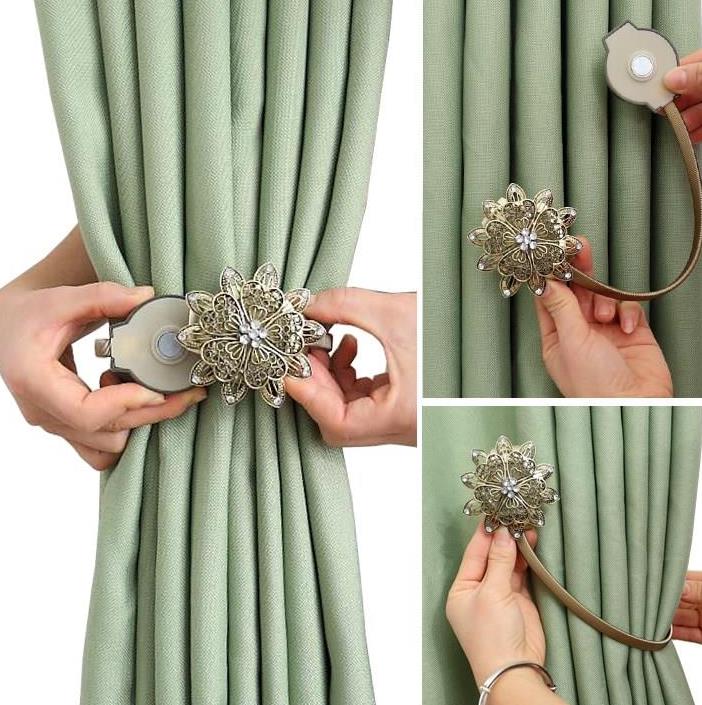 창조적 인 자석 커튼 버클 스트랩 끈 묶여 밧줄 쌍 간단한 현대 케이블 타이 스트랩 귀여운 유럽 스타일의 꽃