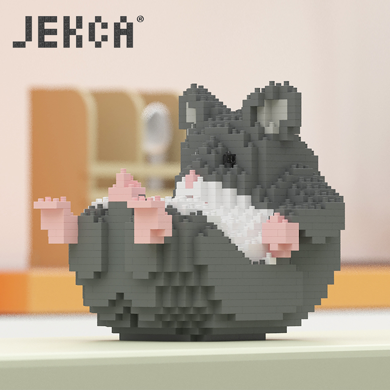 JEKCA 햄스터 나노 블록 시뮬레이션 동물 귀여운 장식 애완 장난감 선물