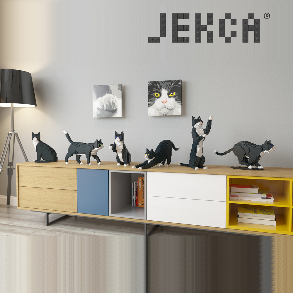 JEKCA 시뮬레이션 고양이 마이크로 입자 블록 선물 홈 장식 애완 동물 용품 장난감
