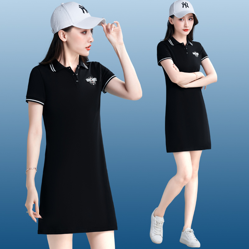 스포츠 드레스 여성 여름 긴 섹션 2020 캐주얼 대형 폴로 칼라 테니스 스커트 골프